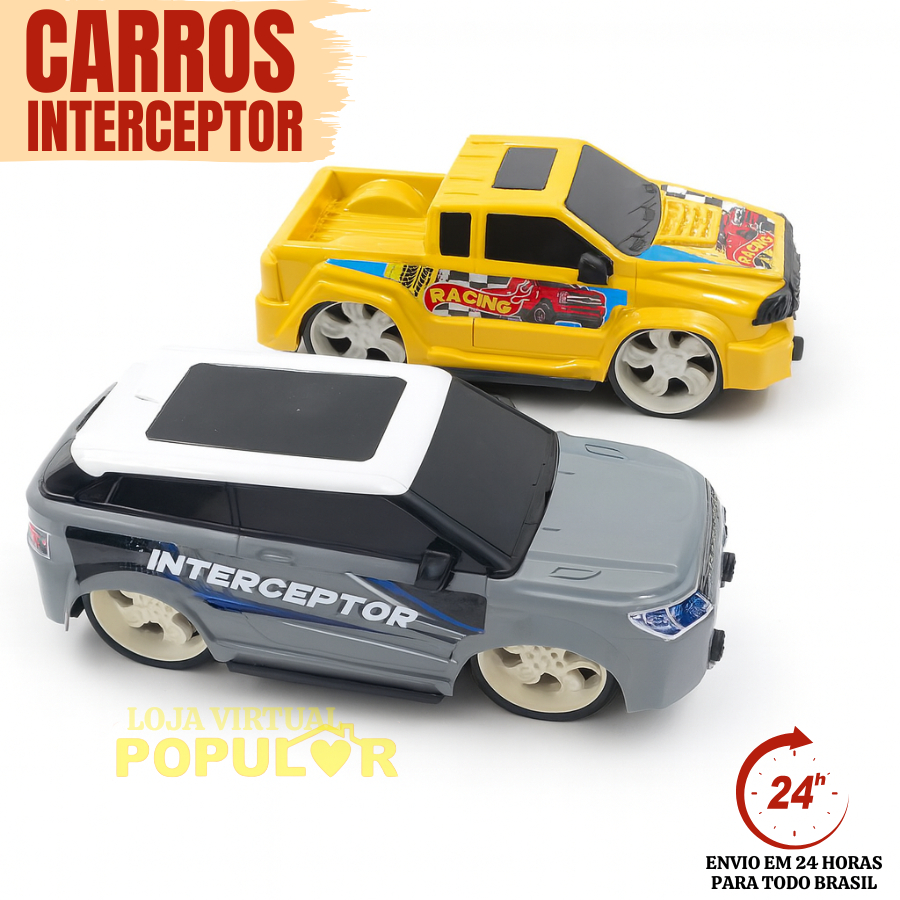 Carro Brinquedo de Corrida Pick up Racing Nitro Realista Carrinho Interceptor Police