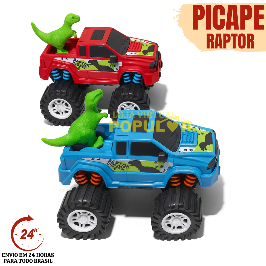 Prepare-se Para a Aventura Carrinho Brinquedo Pick Up Raptor Dinossauro com Pick-UP Monster Truck
