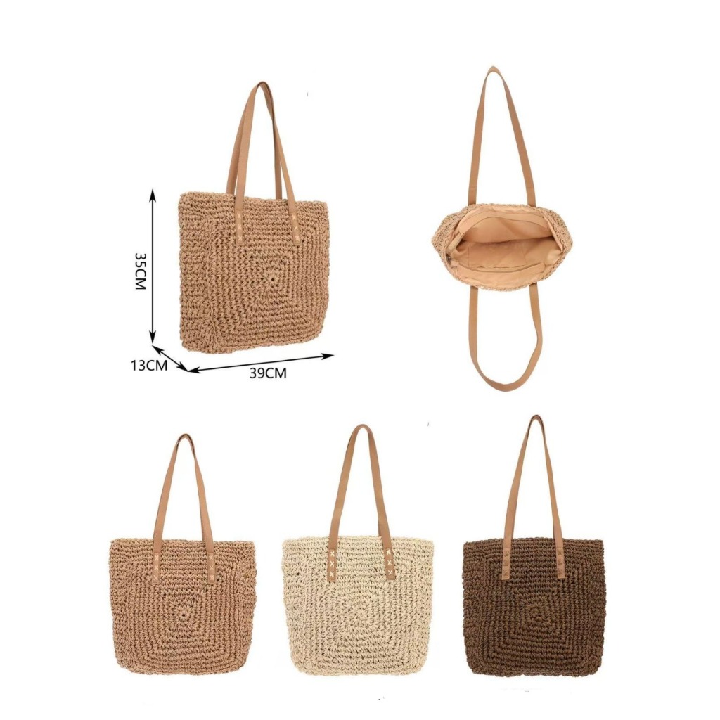 Bolsa De Palha Com Grande Capacidade Para Férias Casuais Praia Nova Moda Bolsa De Ombro em Oferta na Shopee