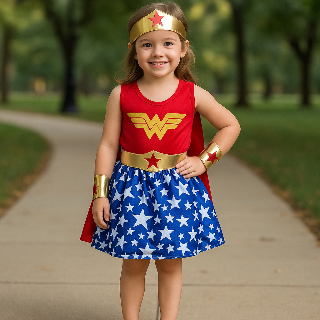 Fantasia Infantil Mulher Maravilha com Forro