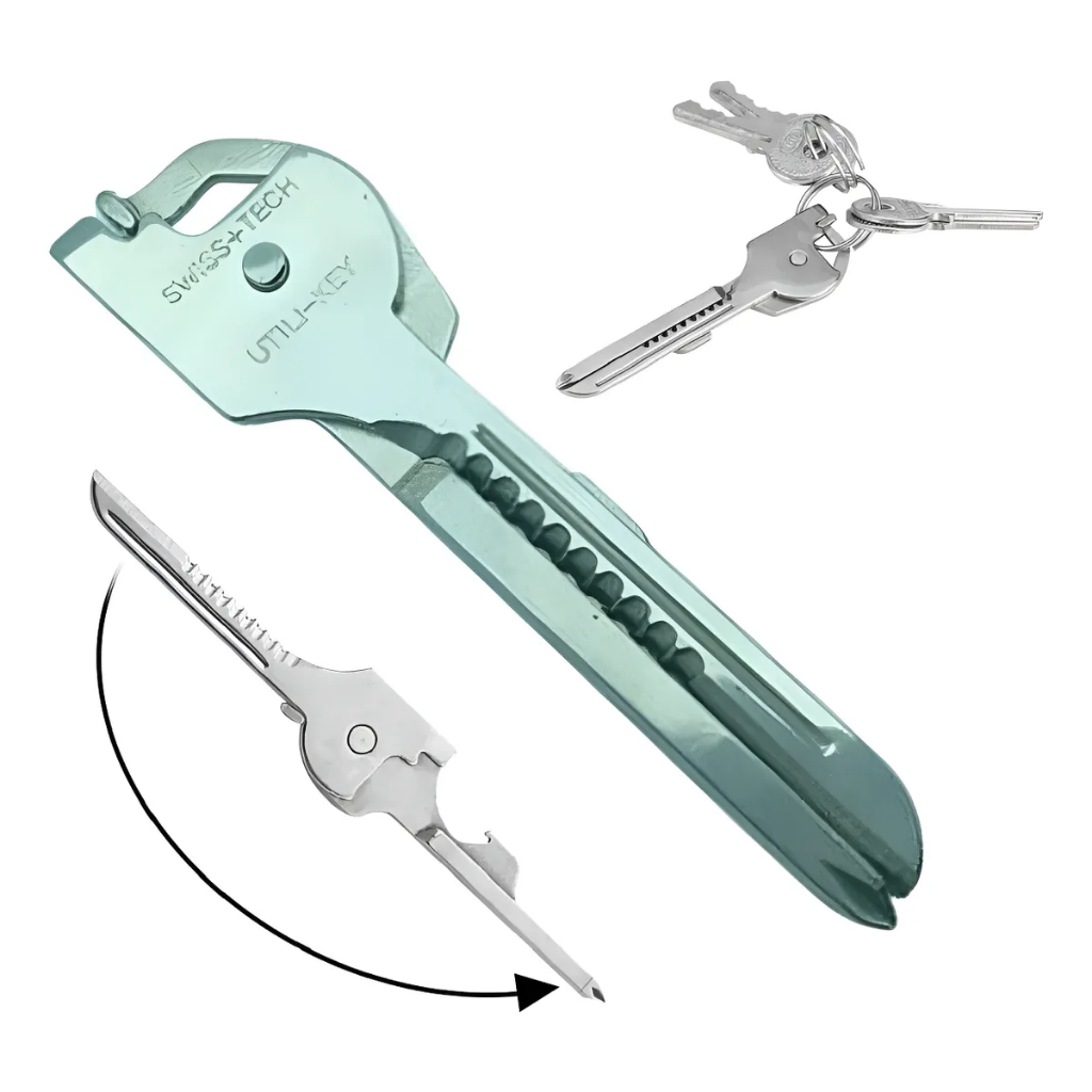 Chave Multifuncional 6x1 Canivete SWISS TECH EDC Chave Philips Fenda Abridor Garrafa Serrote Faca