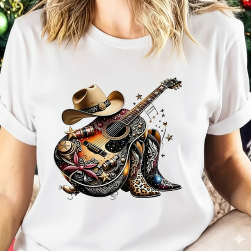 Camiseta Country Feminina Estampada, Chapéu e Bota | Estilo Cowboy,rodeio,vaquejada,estilosa,sertaneja 100%ALGODAO