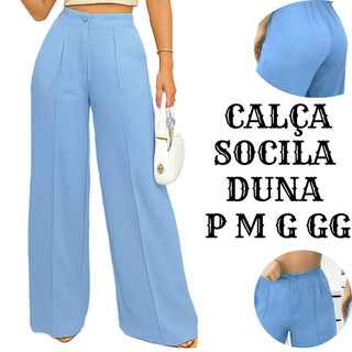 Calça Pantalona Feminina Calça Elegante Leg Cintura Alta Calça Pantalona Tecido Duna Moda 2025