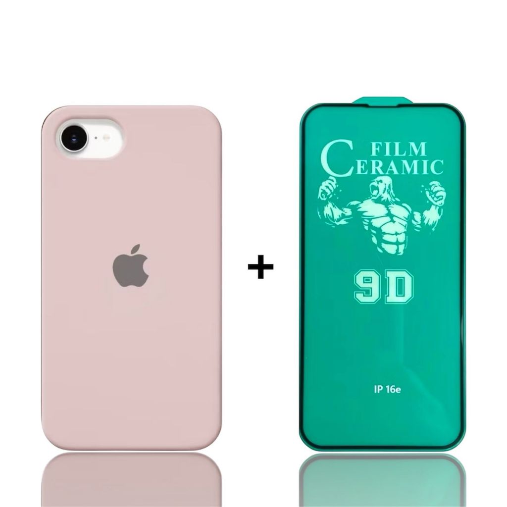 Kit Capa Capinha Veludo iPhone 16e + Película Cerâmica Transparente