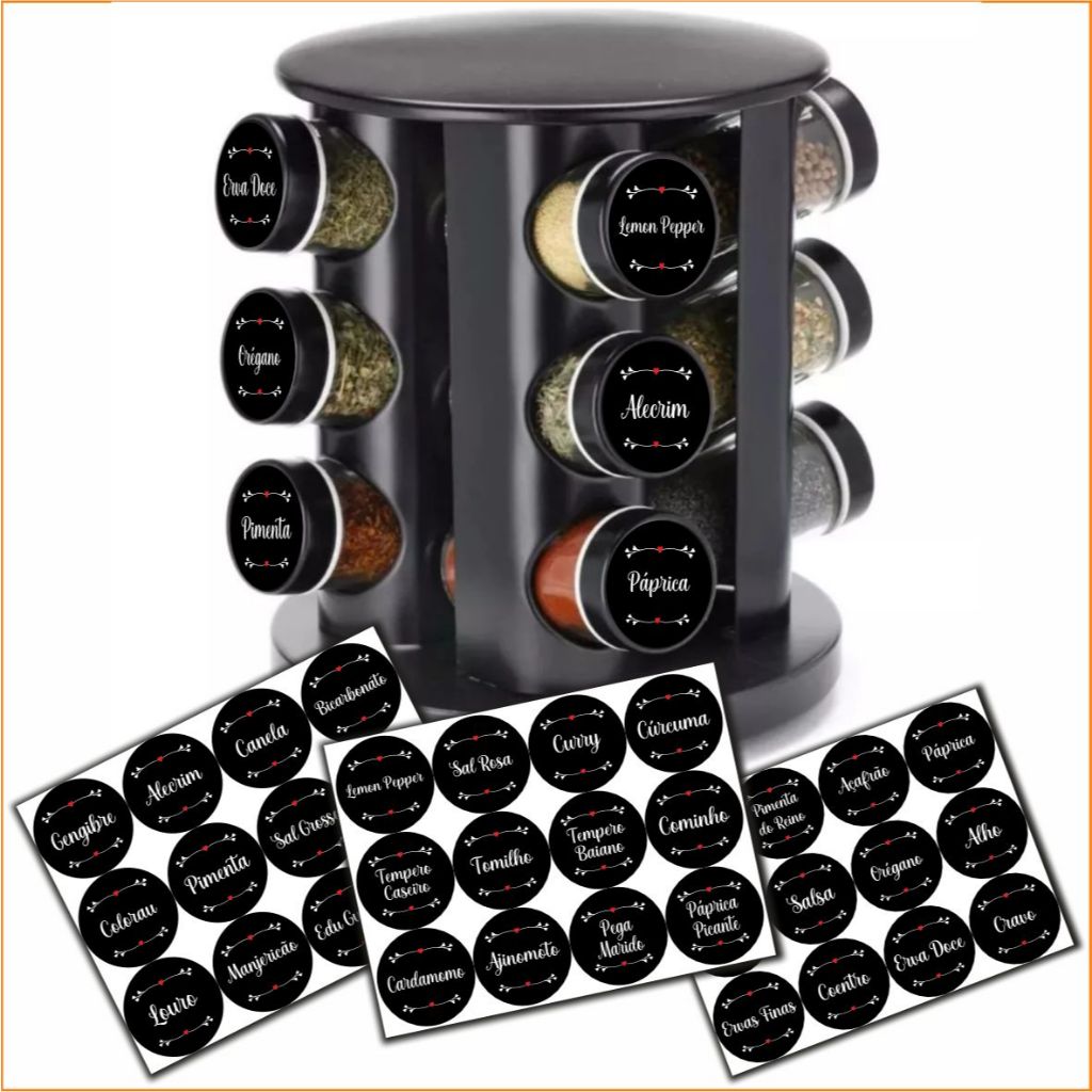 Kit 36 Etiquetas adesivas para Temperos Potes Condimentos e Mantimentos (3,8x3,8cm ) - APROVA DAGUA em Oferta na Shopee