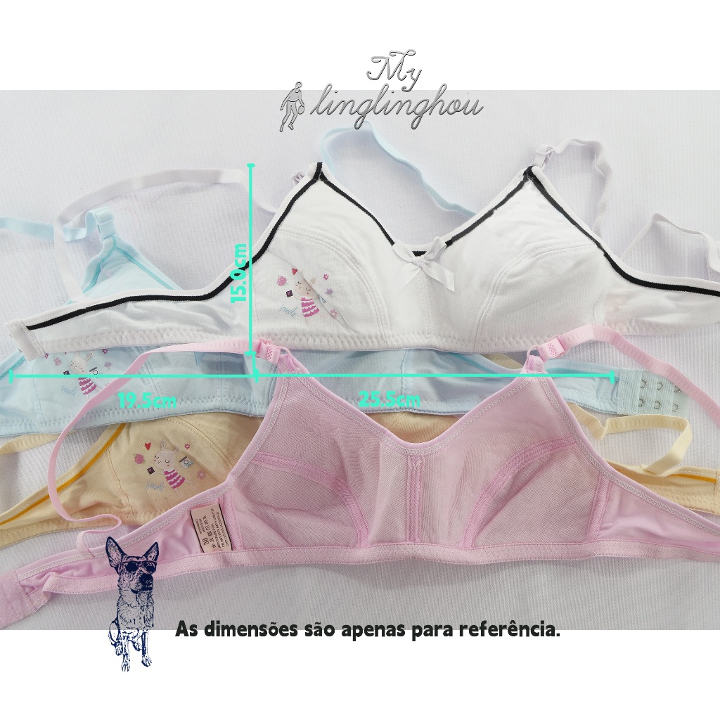 KIT 1/2/3/4 Sutiã Menina Moça Infantil Lingerie com  pouco Bojo//1080 em Oferta na Shopee