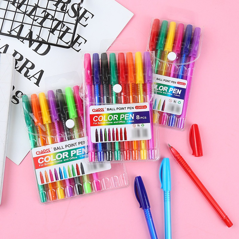 6/12un Caneta Esferográfica com Diversas Cores para Escrita, Trabalhos, Estudos e Anotações em Oferta na Shopee