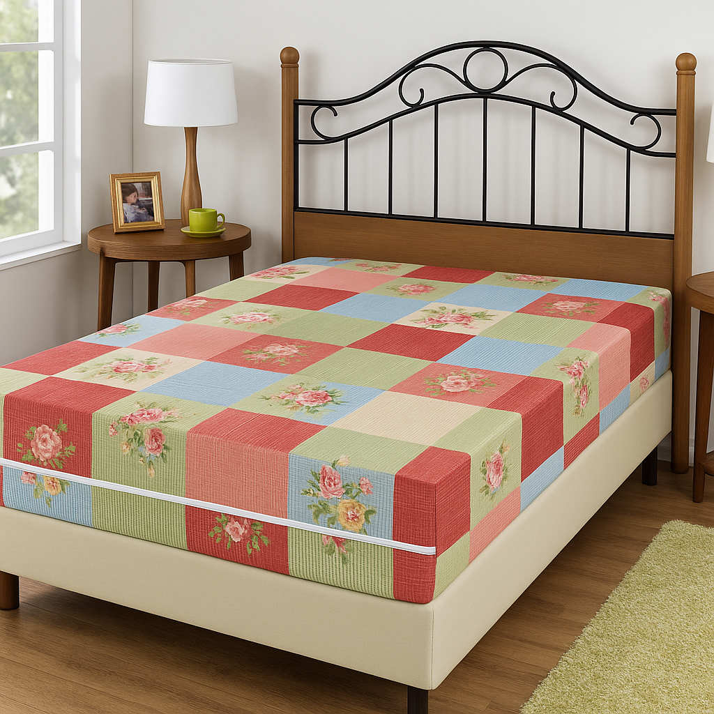 Capa de Colchão Casal com Zíper Estampada em Microfibra