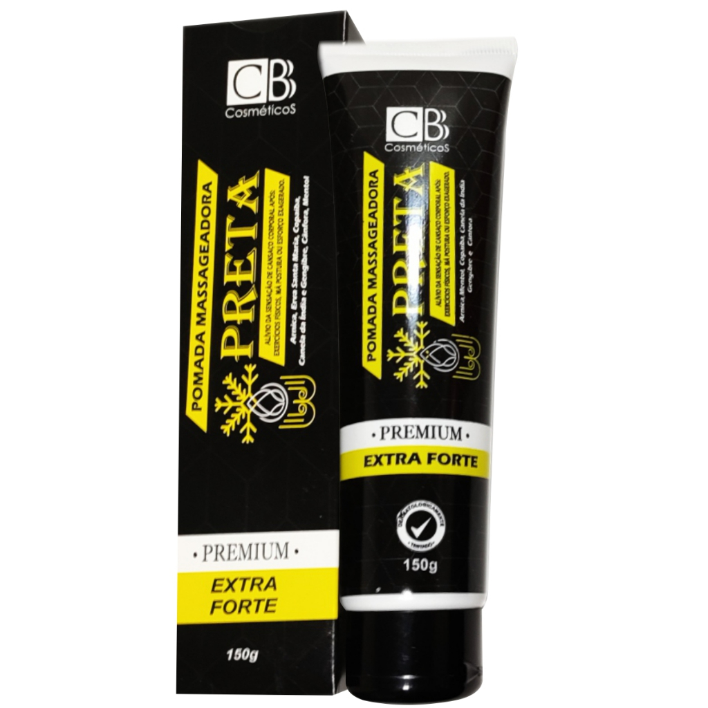 POMADA MASSAGEADORA PRETA CBB COSMÉTICOS ALIVIO DA DOR MUSCULAR