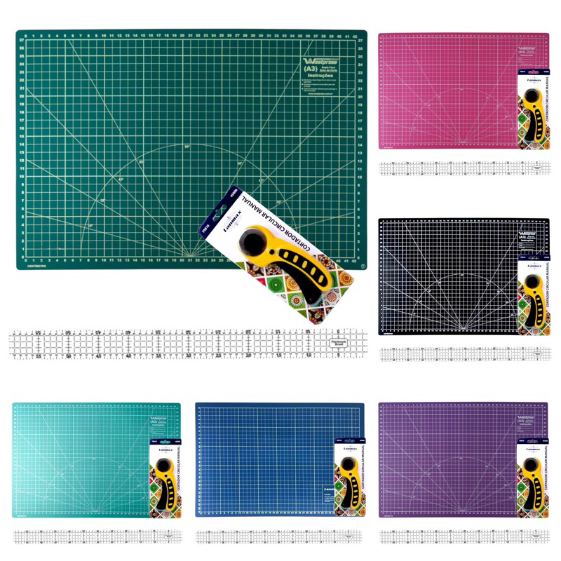 Base De Corte 60x45 + Régua 5x60 + Cortador 45mm Patchwork pachwork br em Oferta na Shopee