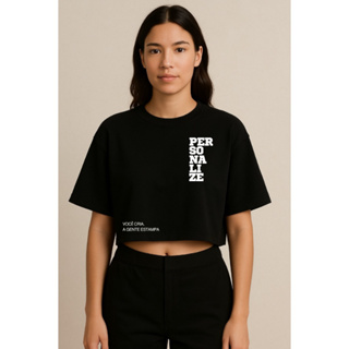 Cropped Blusa Personalizada Com Sua Estampa Propria Exclusividade Malhão Suedine Algodao Oversized Estiloso em Oferta na Shopee