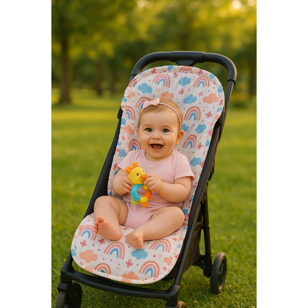 Capa De Carrinho Bebê Colchonete Acolchoado Menino Menina 100% Algodão