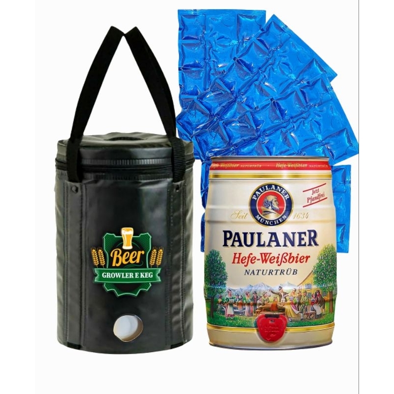 Bolsa Beer Growler Keg 5l Térmica bag cooler Para Barril Alemã + 4 Cartelas de Gelo