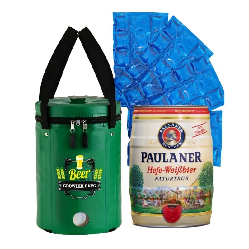 Bolsa Beer Growler Keg 5l Térmica bag e cooler Para Barril Alemã + 4 Cartelas de Gelo