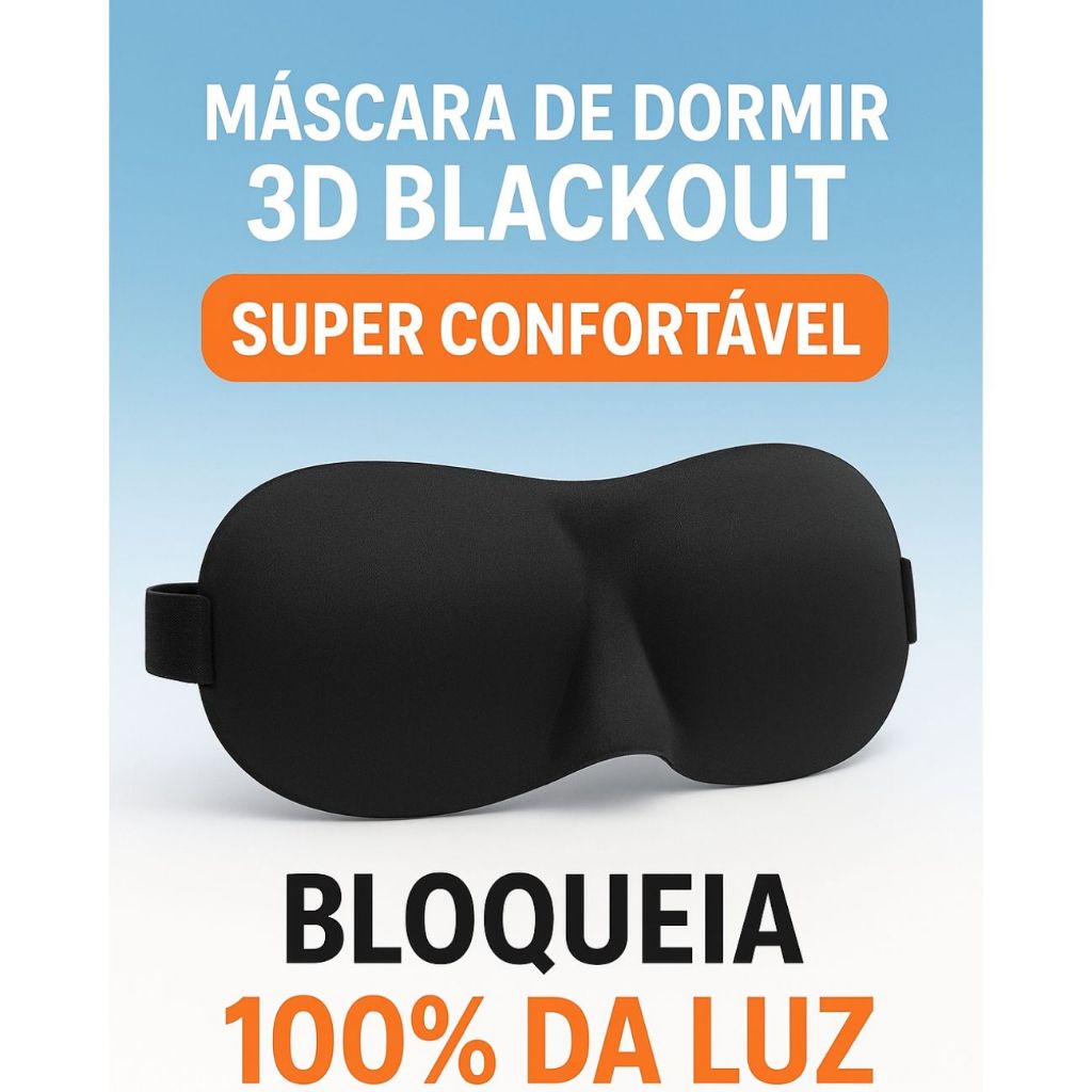 Máscara De Dormir 3D Blackout Espuma Tapa Olhos Super Confortável Viagem Sono Profundo