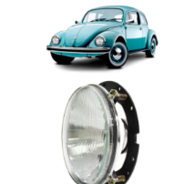 FAROL VW FUSCA/ KOMBI 76/96 PASSAT 77/78 180MM H4 LADO UNIFICADO COM LENTE VIDRO, CARCACA E SUPORTE EM PLASTICo