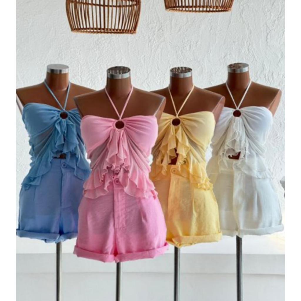 CROPED BATINHA COM DETALHE ARGOLA TENDENCIA BOHO TECIDO TULE em Oferta na Shopee