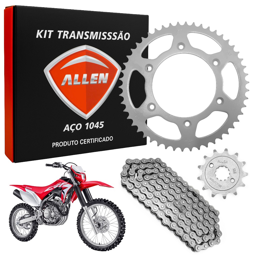 Kit Transmissão CRF 250F 2019 Completo Coroa Pinhão Corrente Aço 1045