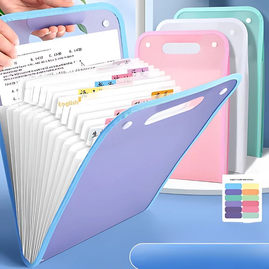 Pasta de Arquivo Sanfonada A4 12 Divisórias com Elástico em Polipropileno Escolar e Escritório em Oferta na Shopee