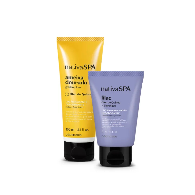 Combo Nativa Spa: Loção Radiante Corporal Ameixa Dourada 100ml + Loção Renovadora Corporal Lilac 50ml - o Boticario