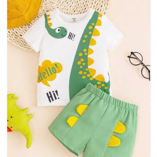 Kit Dino interativo body + shorts para bebê em Oferta na Shopee