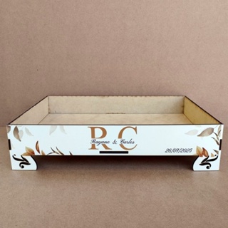 2 bandejas personalizadas kit toalete em MDF - casamento, aniversário, batizado em Oferta na Shopee