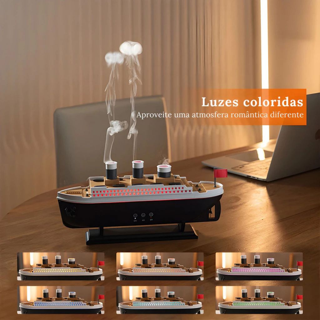 Umidificador Aromático Titanic Design Luxo De Navio Barco Difusor de Óleos Essenciais Ultrassônico