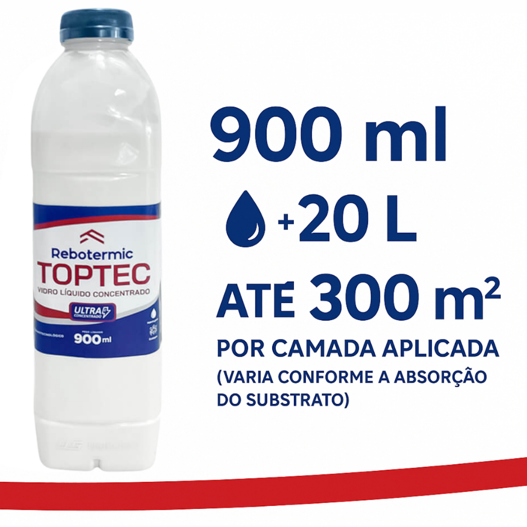 Impermeabilizante Rebotermic Liquido Para Infiltrações 900ml Toptec Vidro