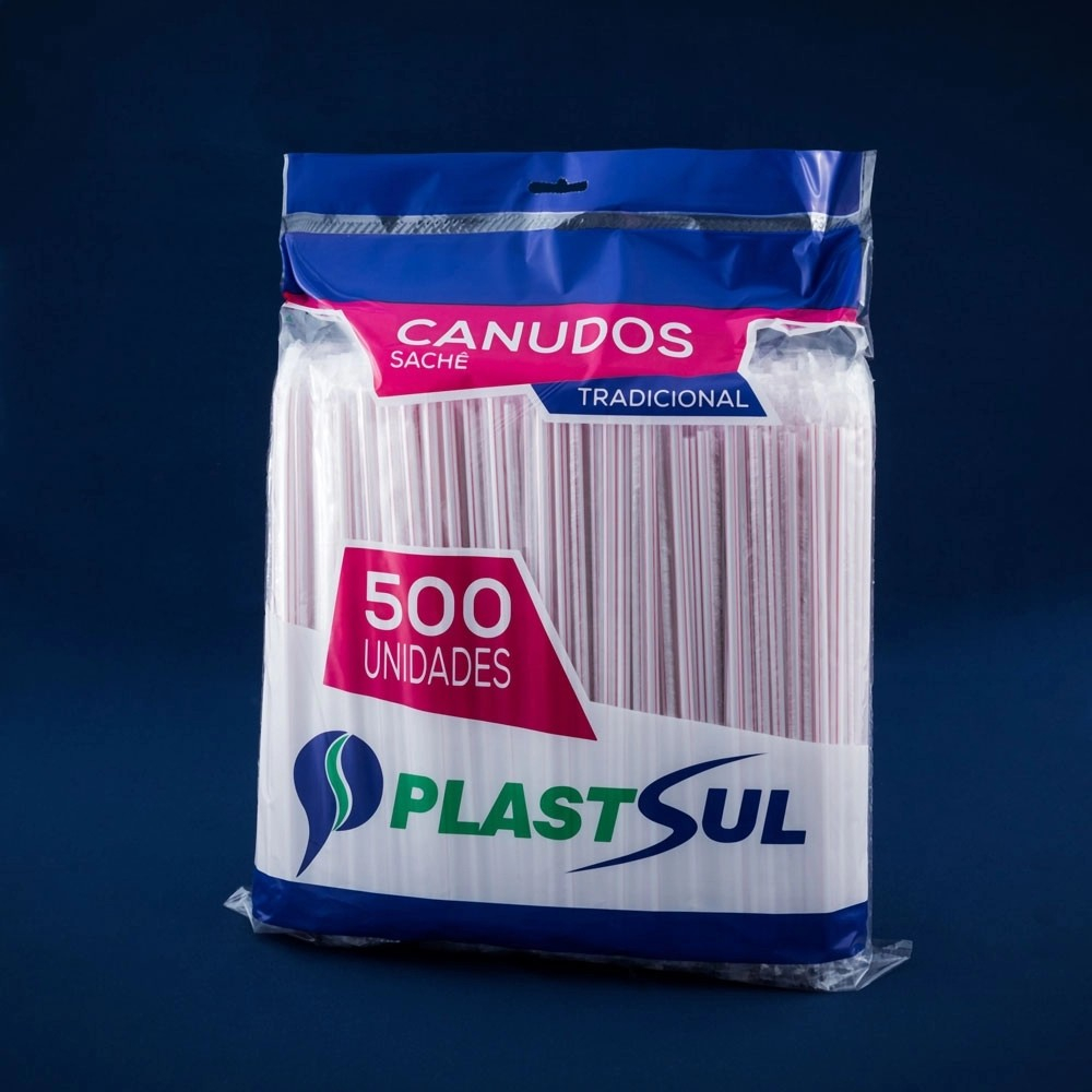 Canudos Tradicionais Plastsul Branco com Listra Vermelha –1 a 3 Pacotes – Embalados Individualmente