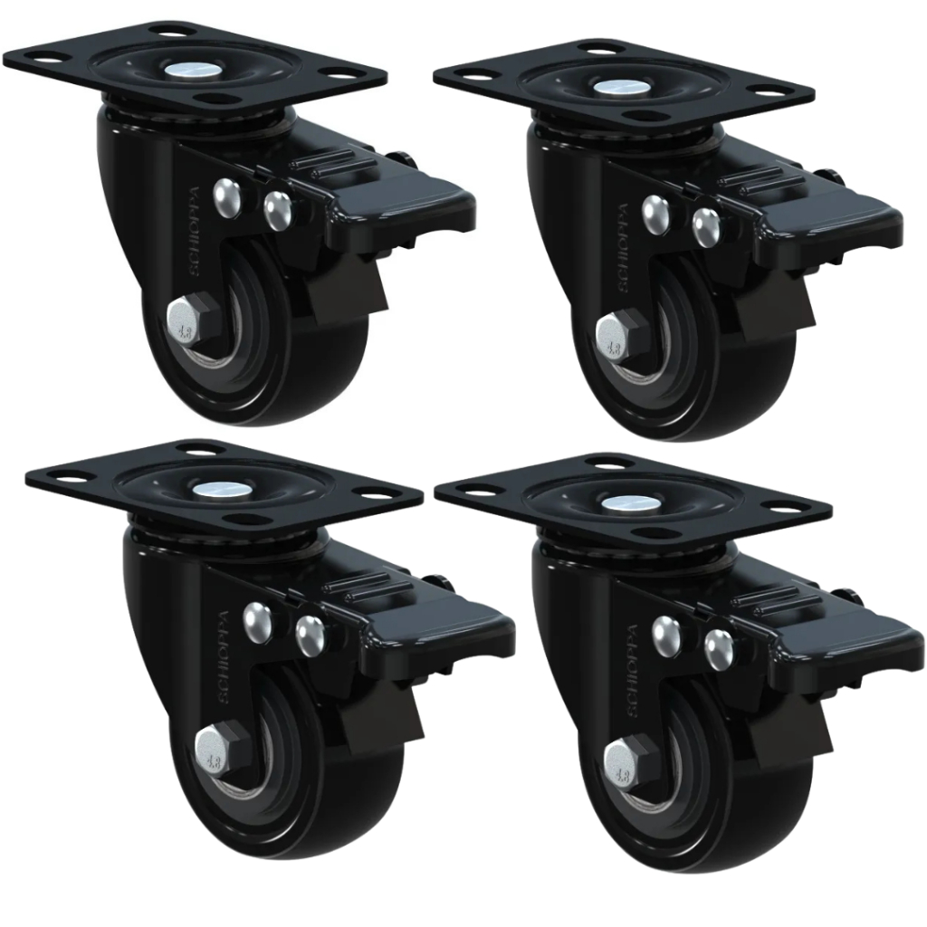 4 Rodízios Giratório Black Rodinha Anti Risco 50mm com Trava e Rolamento  Reforçada p Moveis Pesados em Oferta na Shopee