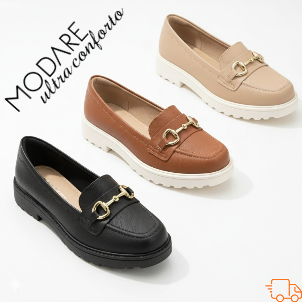 Mocassim Loafer Tratorado Feminino Modare Ultraconforto Casual Elegante Leve Confortável