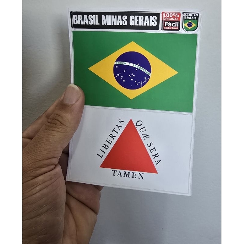 Adesivos Bandeira de Minas Gerais e Brasil - Kit com 3 - Altíssima Qualidade e Resistente àÁgua