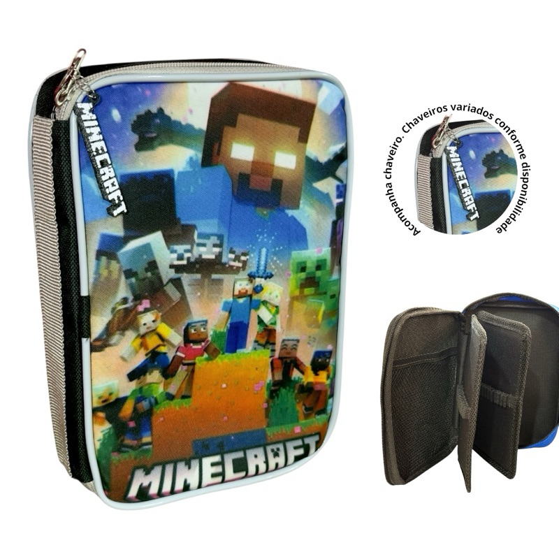 ESTOJO BOX MINECRAFT ESTOJO BOX 100 PENS ORGANIZADOR ESCOLAR MINECRAFT INFANTIL MENINO em Oferta na Shopee