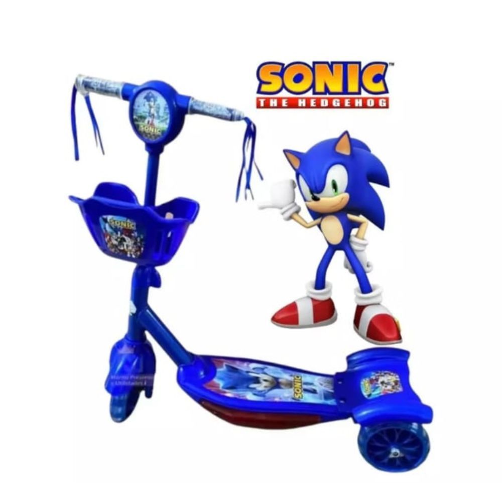Patinete Infantil Sonic Musical Cesta Luzes 3 Rodas Patinete Meninos Promoção em Oferta na Shopee