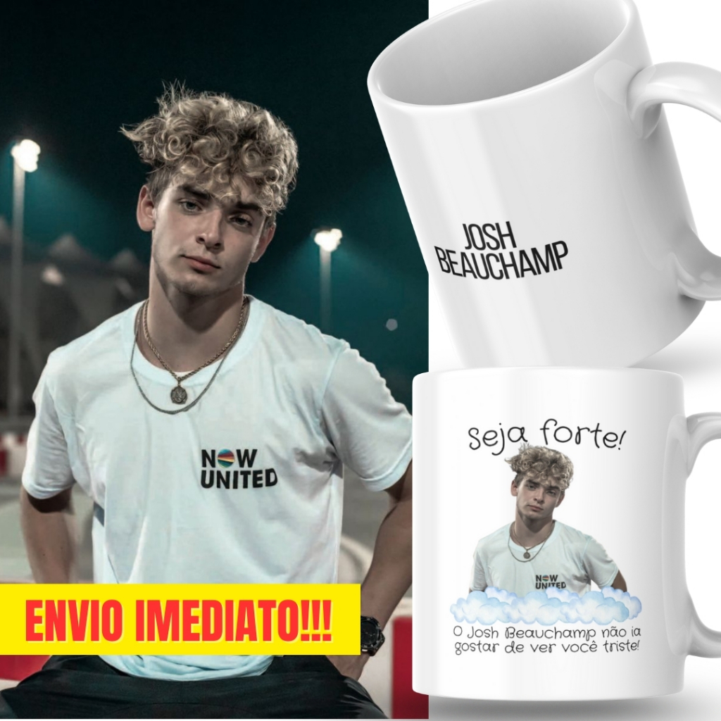 Caneca Xicara Porcelana 325ml Seja Forte Josh Beauchamp Personalizada Presente Decoração Casa