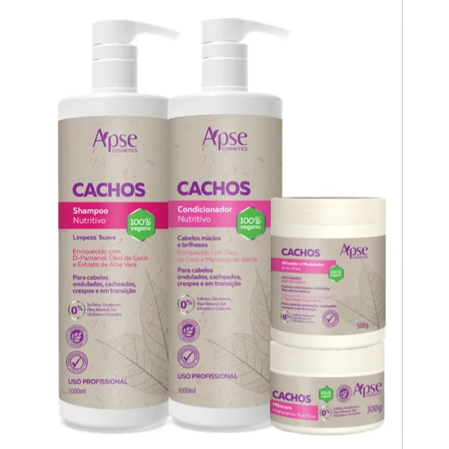 Kit Apse Shampoo, Condicionador, Máscara E Ativador Cachos