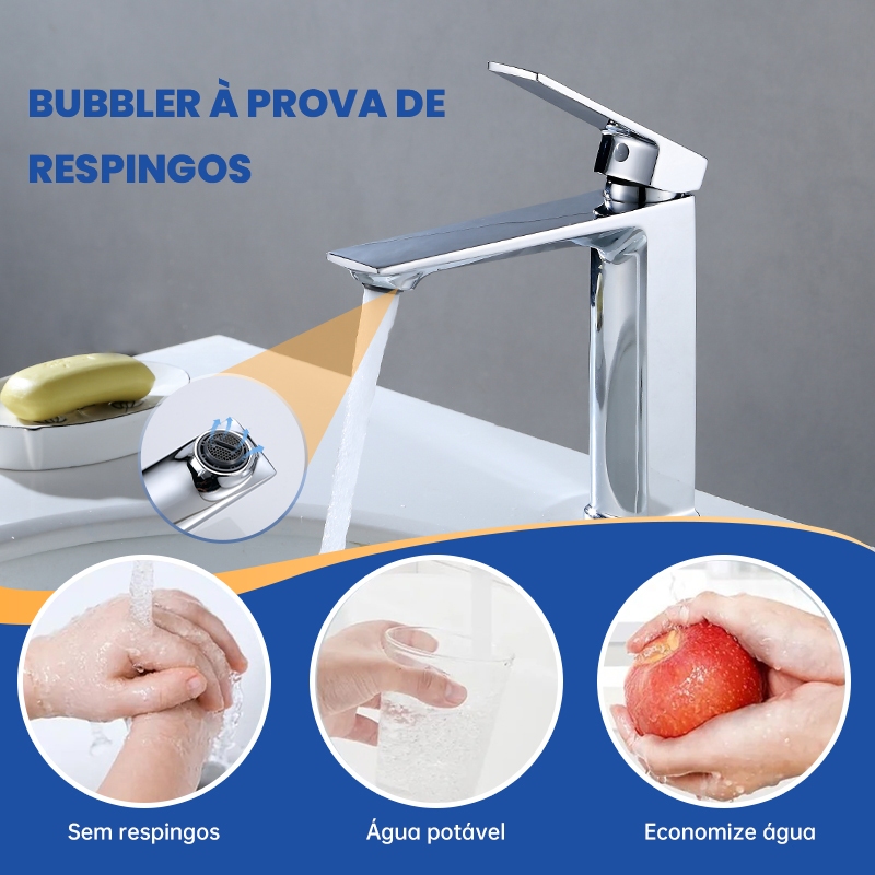 Torneira para pia de banheiro com cascata alta, misturador monocomando de água quente e fria em aço inoxidável em Oferta na Shopee