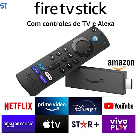 Fire TV Stick HD Streaming Original Alexa Controle Remoto Voz