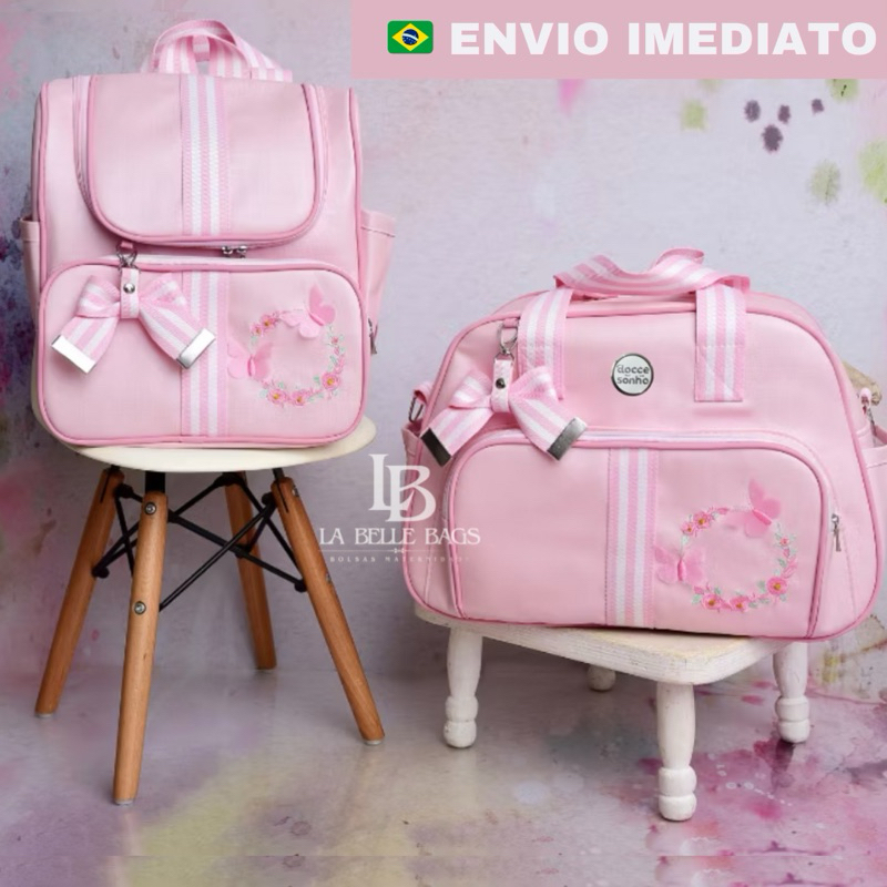 kit bolsa maternidade 2 peças Luxo, kit mala com Mochila Maternidade 2 em 1 (VG)