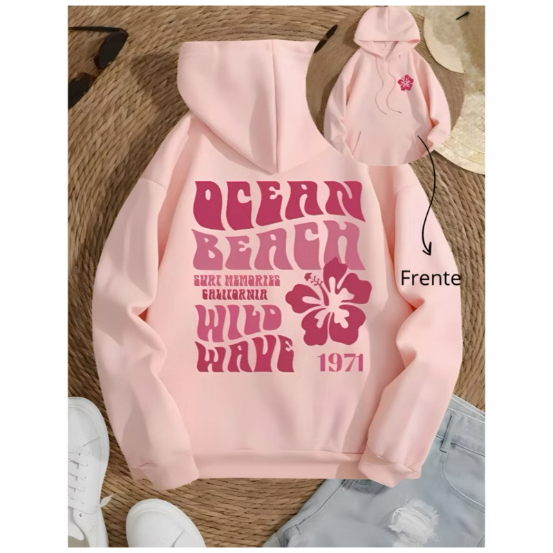 Moletom Canguru Unissex Estampado Capuz Flanelado Algodão Blusa Casual Look Inverno Quente Feminino