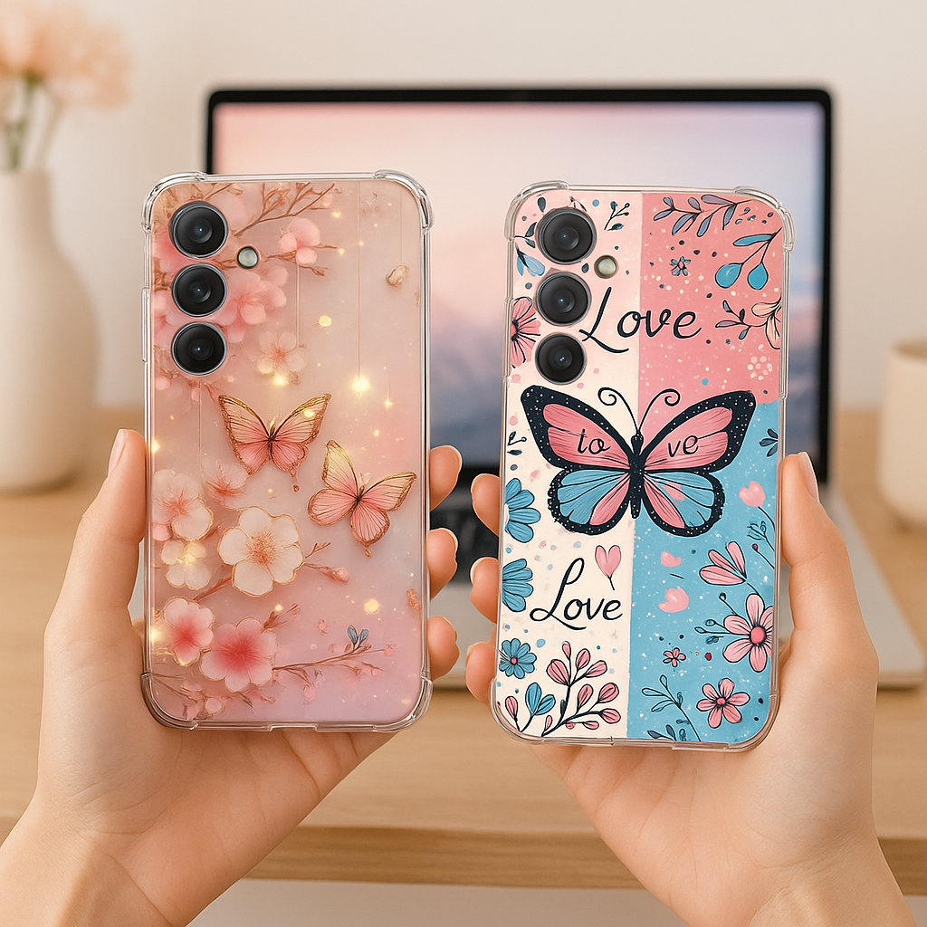 CAPA CAPINHA TPU HEX DE CELULAR COMPATIVEL COM SAMSUNG A16, A26 , A36 E A56 DESENHO BORBOLETAS FEMININA FOFA
