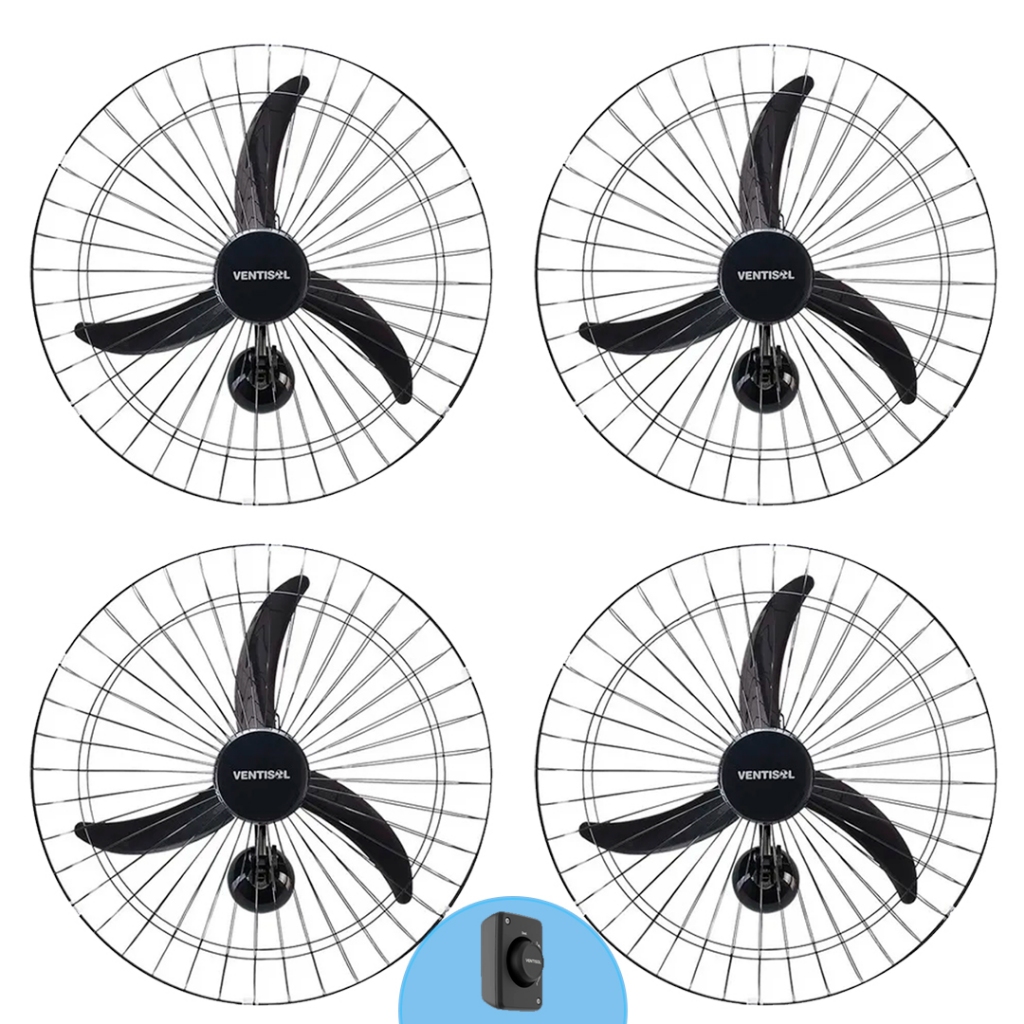 Kit 4 Ventiladores De Parede 60cm Diâmetro Forte Ventisol 3 Pás Preto Potente Igreja Academia Lojas em Oferta na Shopee