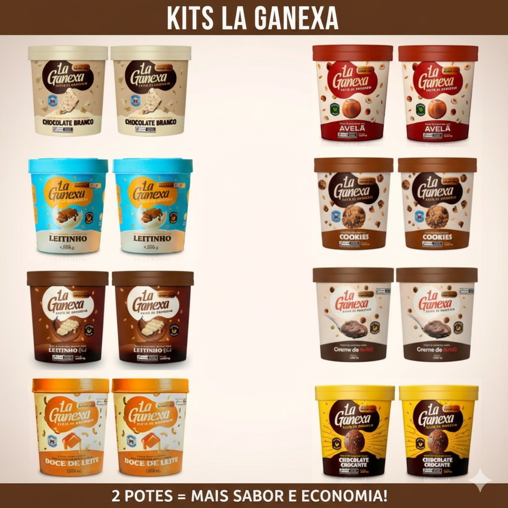 Kit 2 Pasta de Amendoim La Ganexa Zero Açúcar com Whey Protein 1KG. em Oferta na Shopee