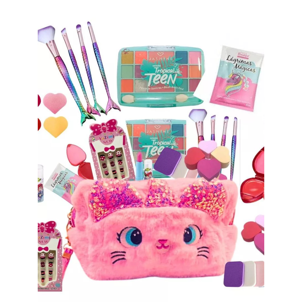 Kit Maquiagem infantil Necessaire 11 itens de Qualidade em Oferta na Shopee