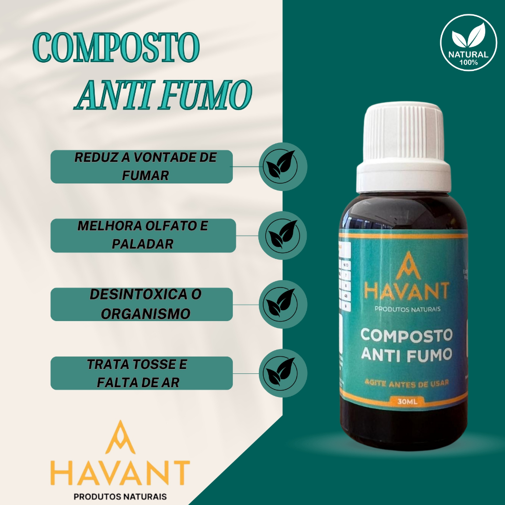 COMPOSTO ANTI FUMO - 100% NATURAL - HAVANT em Oferta na Shopee