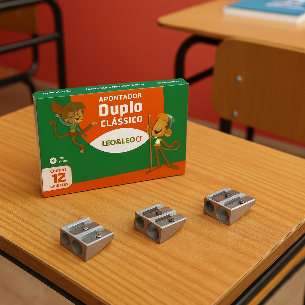 Apontador de Metal Duplo Clássico Leo e Leo 12 unidades Apontador Duplo Classico Metalico