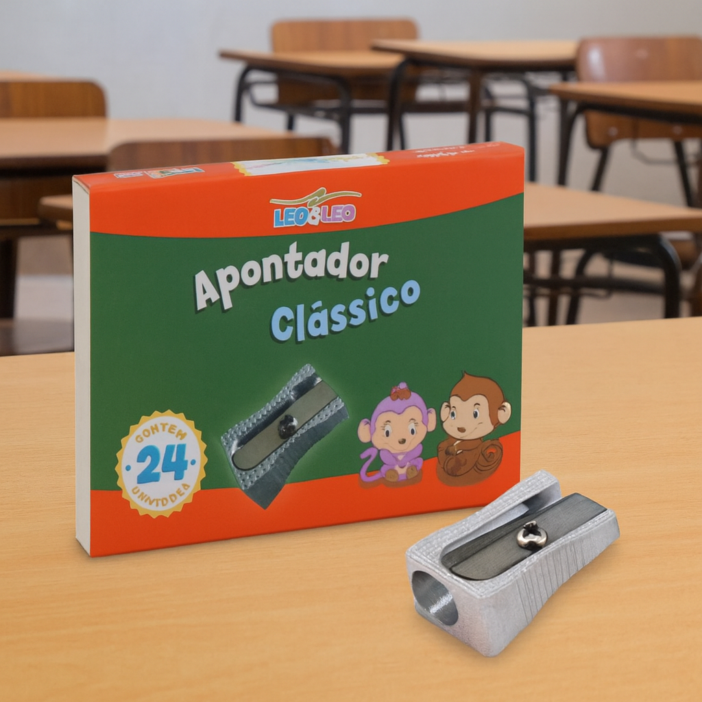 Apontador Simples Metálico Cod.: 4207 Leo e Leo-24 unidades Apontador Metálico Clássico Leo Leo