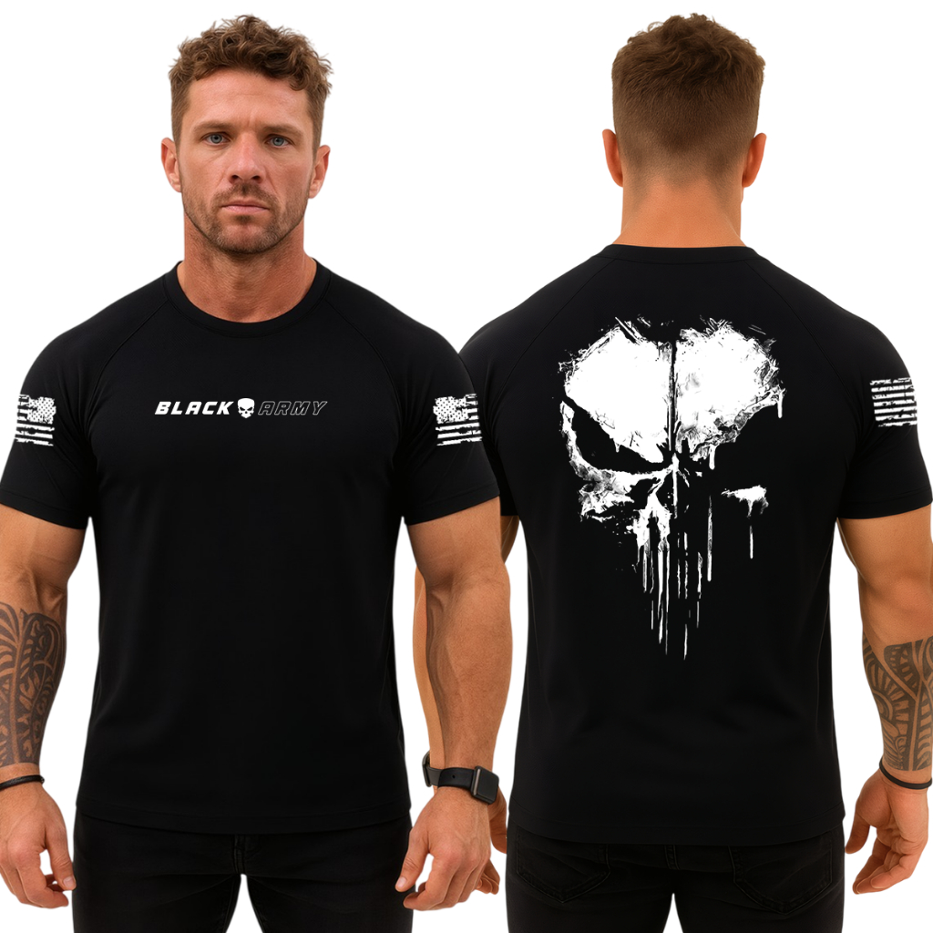 Camiseta Dry Fit Masculina Original Caveira Justiceiro Sombrio Treino Black Army em Oferta na Shopee