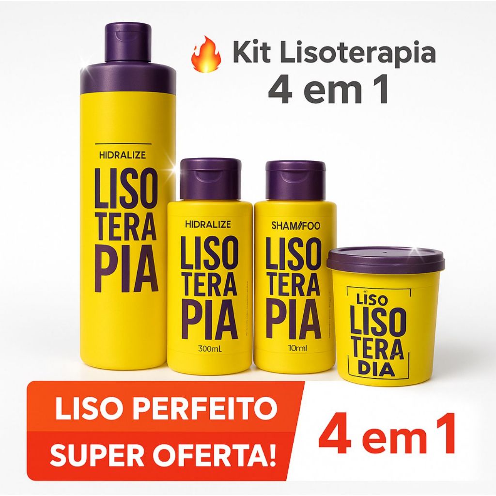 Kit 4 Lisoterapia Progressiva Shampoo + Condicionador + Máscara Hidratação Reconstrução Super Tratamento