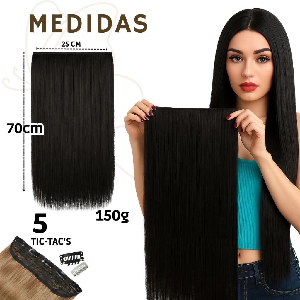 Cabelo Tic tac Idêntico ao Cabelo Humano Aplique 70cm — imagem 2 de 2